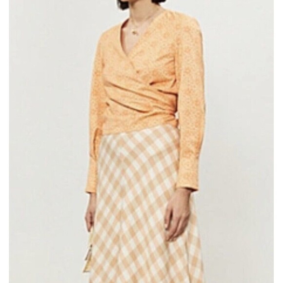 SAMSOE & Samsoe floral wrap top in coral flowers NWT - Picture 3 of 7